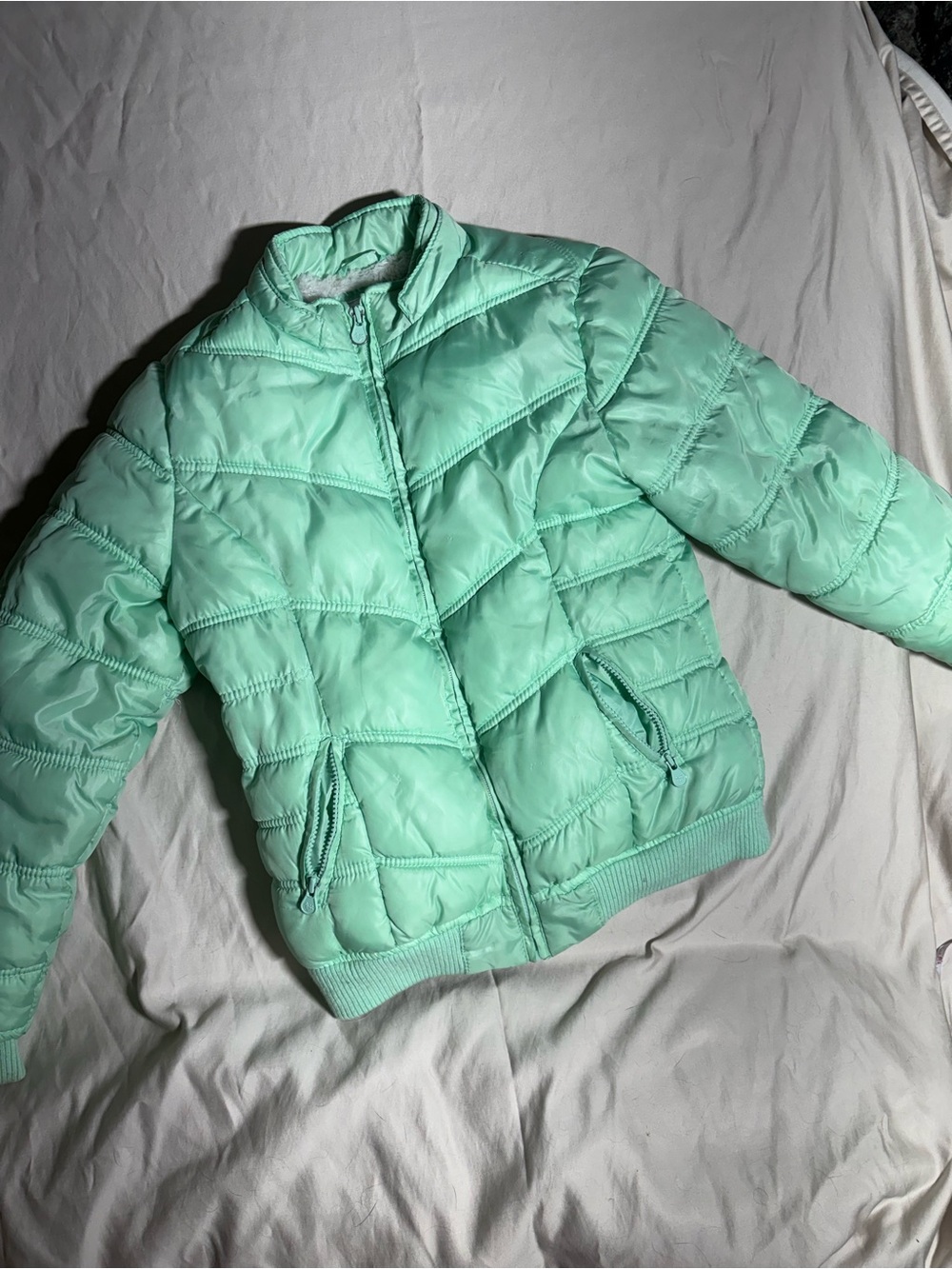 Justice Mint Green Quilted Puffer Jacket for Kids